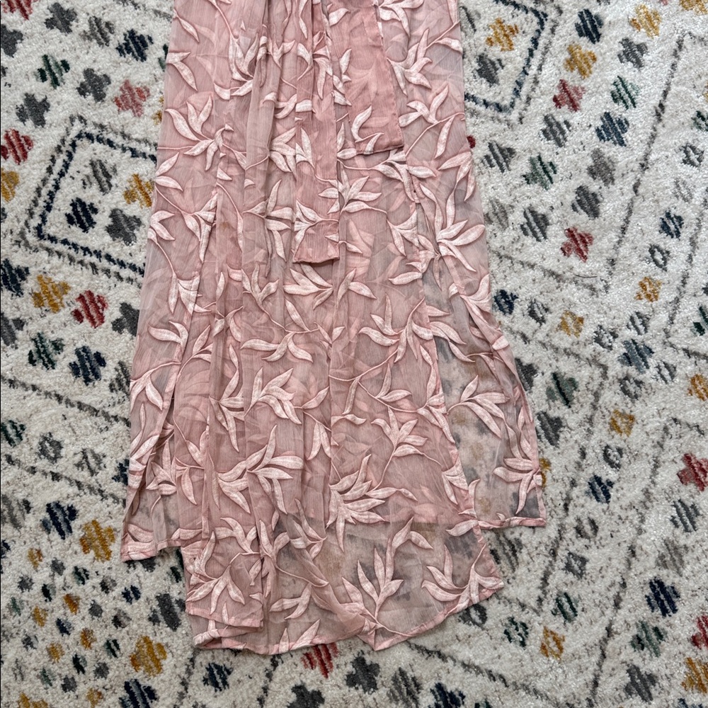 ZARA Sheer Embroidered Midi Dress Pink Floral Beach Coverup Oversized Resort - Picture 6 of 6